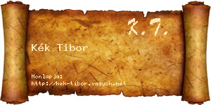 Kék Tibor névjegykártya